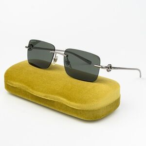 Gucci Men Sunglasses Ruthenium Grey Rectangle GG1703S 001 BRAND NEW